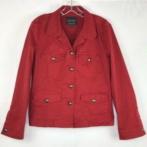 Cranberry Red | Sanctuary Brass Button Jacket | Medium | Trendy  Casual